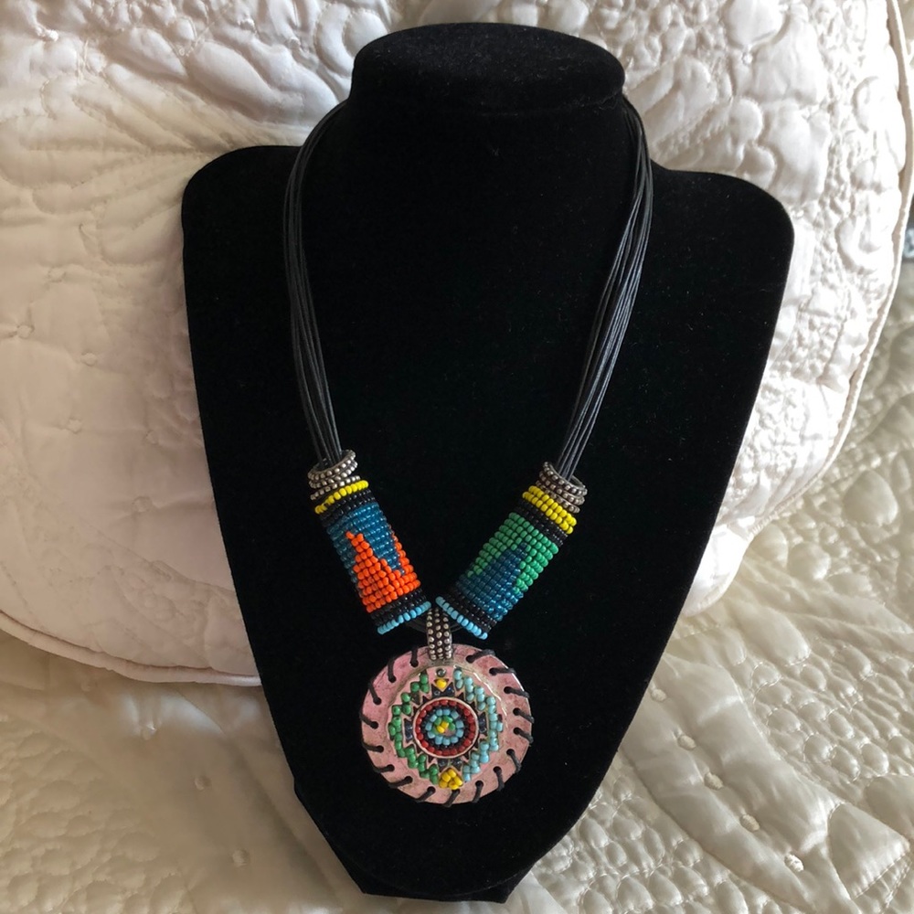 Chico’s beaded colorful pendant necklace